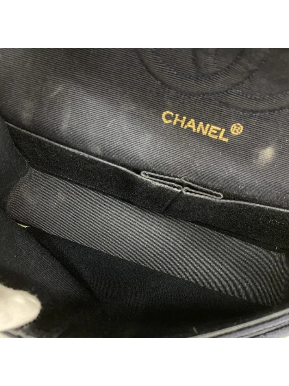 Chanel Shoulder Bag Quilted Navy Gold